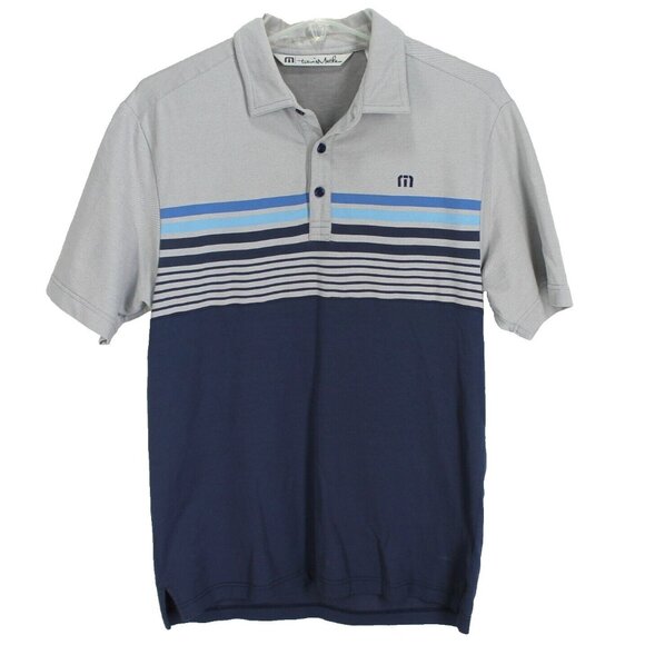 Travis Mathew Polo Shirt Mens Size S Gray Blue Short Sleeve Golf - Picture 1 of 5